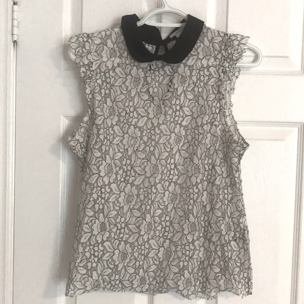 Ardene White Black Lace Blouse
